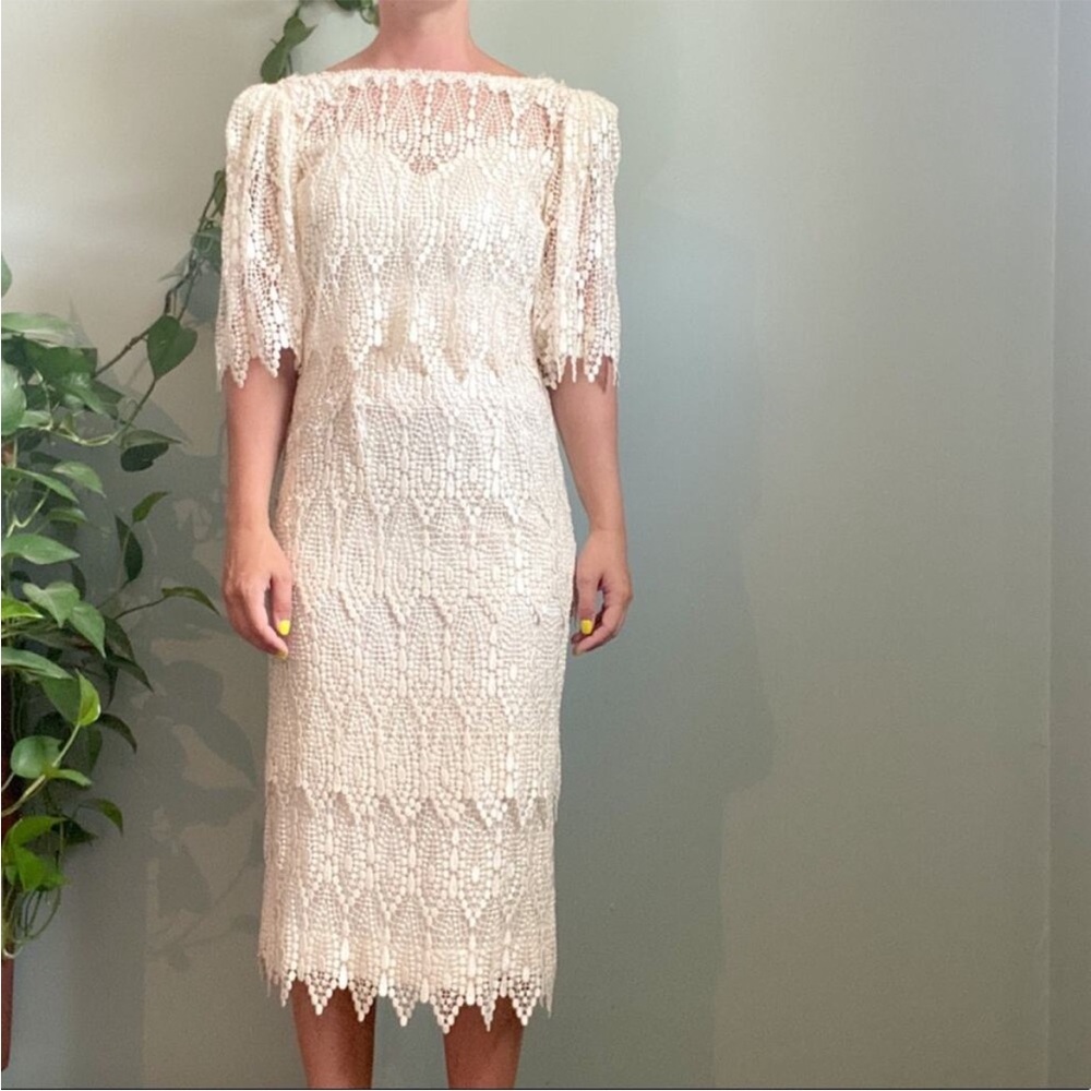 House of Bianchi Tiered Lace Boho Tear Drop Dress
